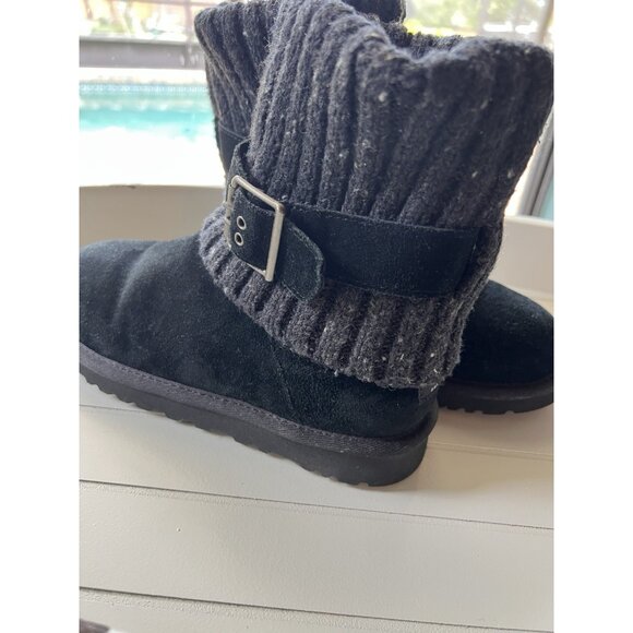 UGG Australia Cambridge Winter Boots Womens Size 5 EUR 36 Black Knit Sheepskin - Picture 14 of 16